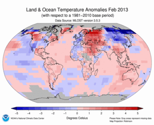 Temperature anomalies March 2013 (NOAA)