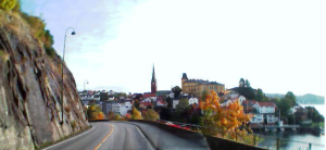 Arendal, picture taken from a bus entering the city.  (Photo. Author)
