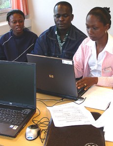 DM students in Ghana working F2F and in virtual, international group rooms 